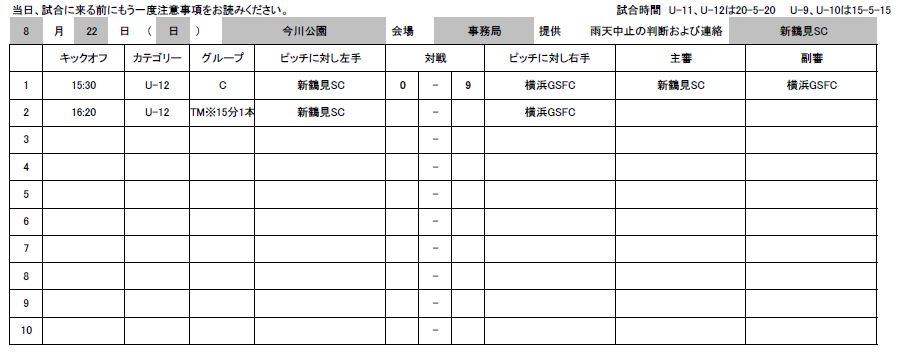 対戦日程 結果 オーシャンズリーグ